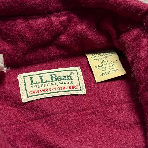 *Vintage L.L. Bean Men's Chamois Cloth Shirt Jacket Shaket - Dark Red - Picture 3 of 5